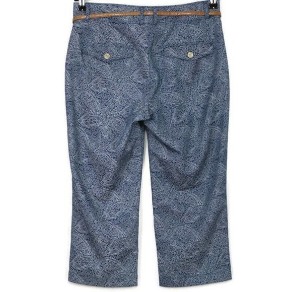 Dockers Hello Smooth Capri Pants‎ Blue White Paisley Slimming Stretch 6 - Picture 2 of 12